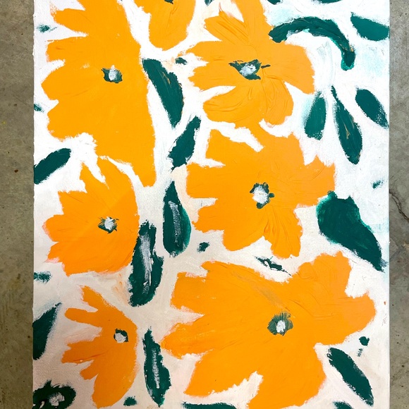 Pink Floral- Abstract Acrylic Painting 8x8 inches (Unframed) - Picture 2 of 3